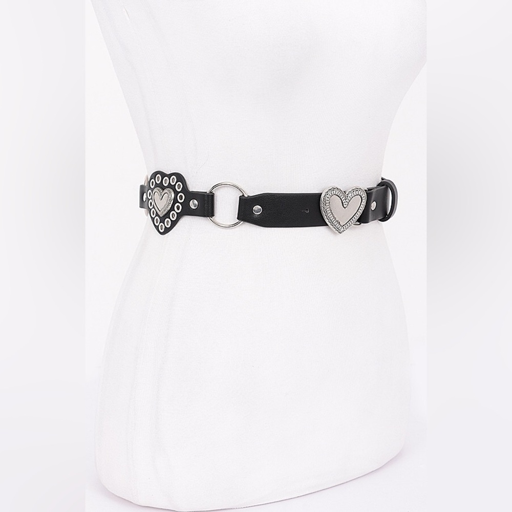 Vegan Leather Heart Western Concho Statement Belt